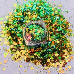 Decor pentru unghii NADP043JJ Paiete cu sclipici decor unghii Cameleon Shift Chunky HX05 Green Hunted-Bronz